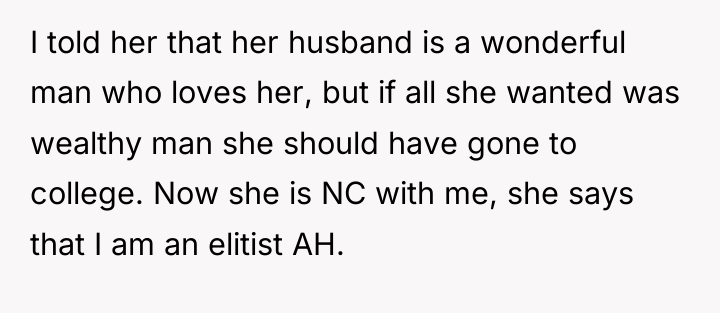 I told her that her husband is a wonderful man...