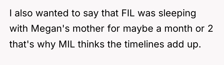 I also wanted to say that FIL was sleeping with...
