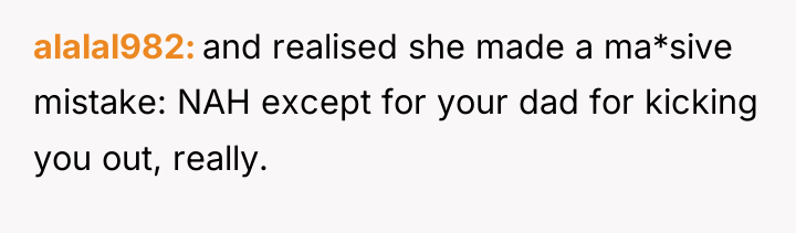alalal982 and realised she made a ma*sive mistake: NAH except...
