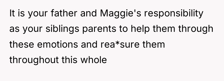 It is your father and Maggie's responsibility as your siblings...