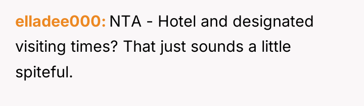 elladee000 NTA - Hotel and designated visiting times? That just...