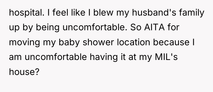 hospital. I feel like I blew my husband's family up...