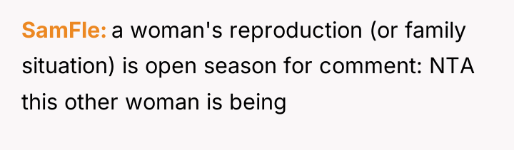 SamFle a woman's reproduction (or family situation) is open season...