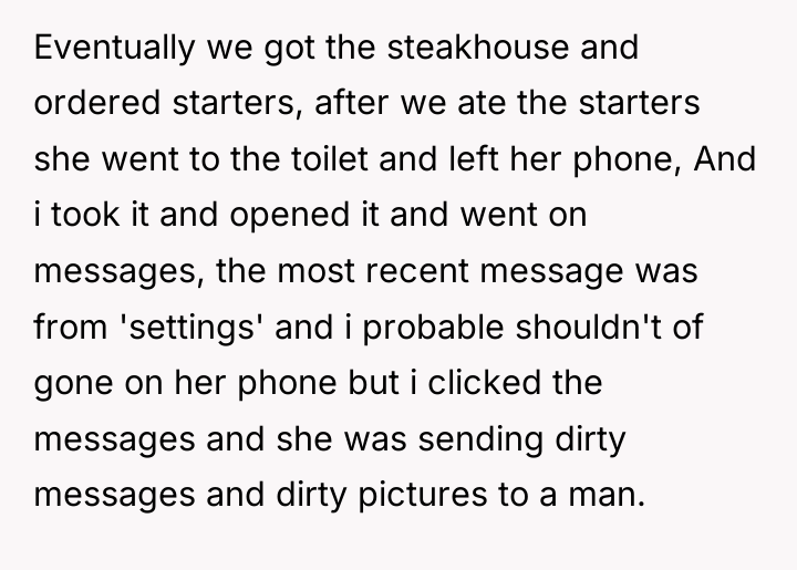 Eventually we got the steakhouse and ordered starters, after we...