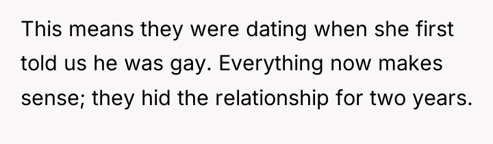 This means they were dating when she first told us...