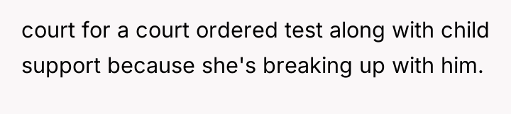 court for a court ordered test along with child support...