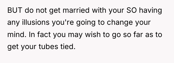BUT do not get married with your SO having any...