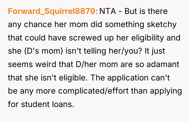 Forward_Squirrel8879 NTA - But is there any chance her mom...