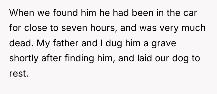 When we found him he had been in the car...