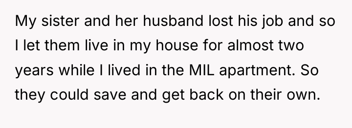 My sister and her husband lost his job and so...