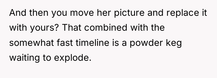 And then you move her picture and replace it with...