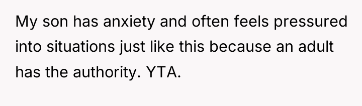 My son has anxiety and often feels pressured into situations...