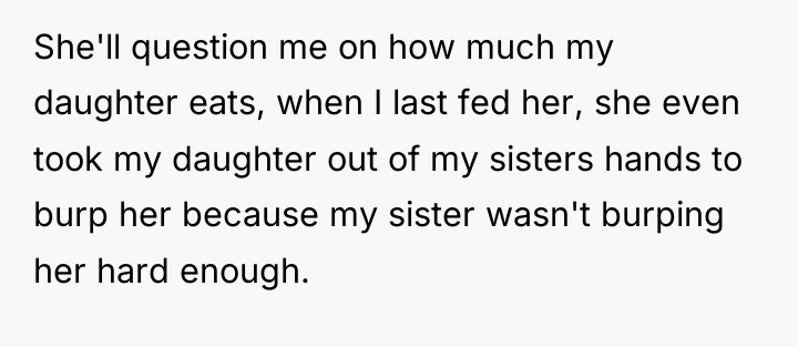 She'll question me on how much my daughter eats, when...