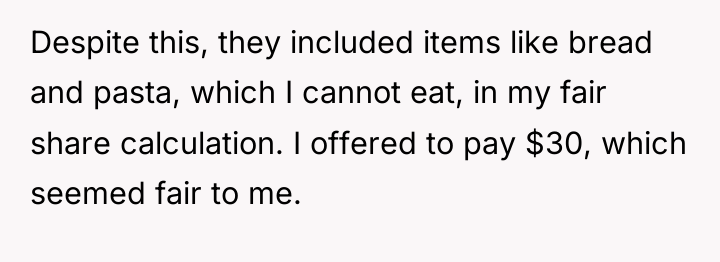 Despite this, they included items like bread and pasta, which...
