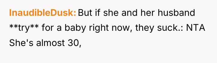 InaudibleDusk But if she and her husband **try** for a...