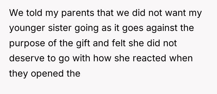 We told my parents that we did not want my...