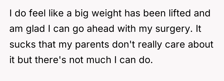 I do feel like a big weight has been lifted...