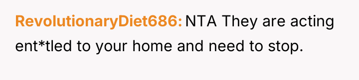 RevolutionaryDiet686 NTA They are acting ent*tled to your home and...