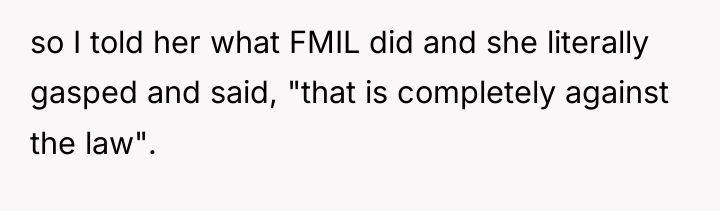 so I told her what FMIL did and she literally...