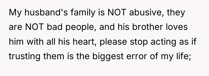 My husband's family is NOT abusive, they are NOT bad...