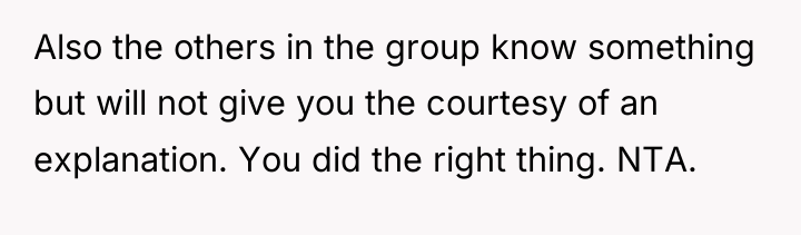 Also the others in the group know something but will...