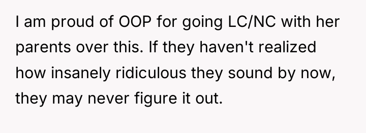 I am proud of OOP for going LC/NC with her...