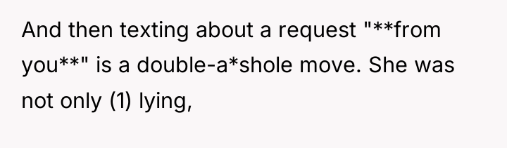 And then texting about a request "**from you**" is a...