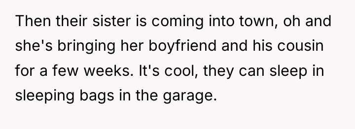 Then their sister is coming into town, oh and she's...