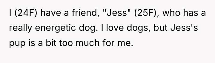 I (24F) have a friend, "Jess" (25F), who has a...