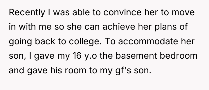 Recently I was able to convince her to move in...