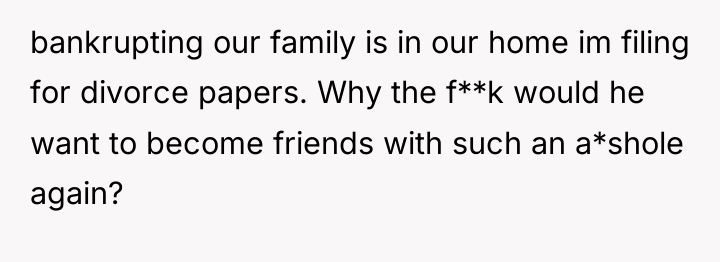 bankrupting our family is in our home im filing for...