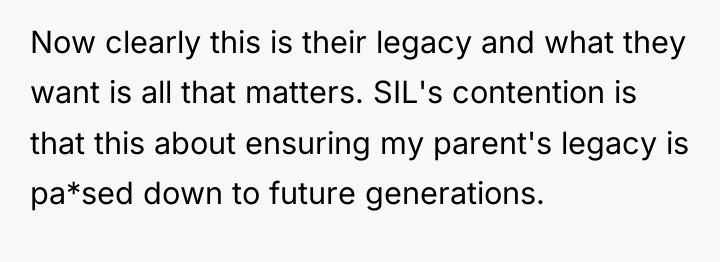 Now clearly this is their legacy and what they want...