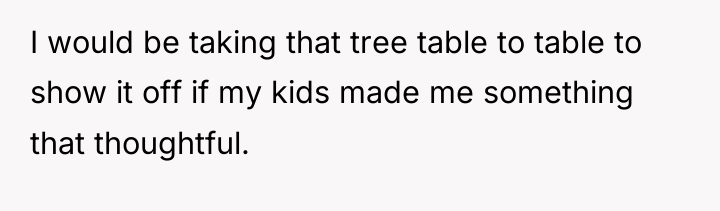 I would be taking that tree table to table to...
