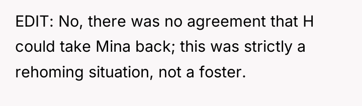 EDIT: No, there was no agreement that H could take...