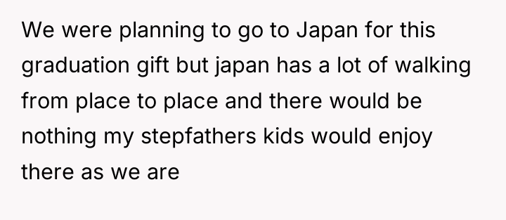 We were planning to go to Japan for this graduation...