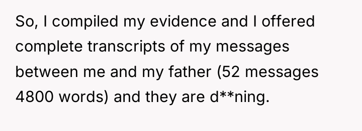 So, I compiled my evidence and I offered complete transcripts...