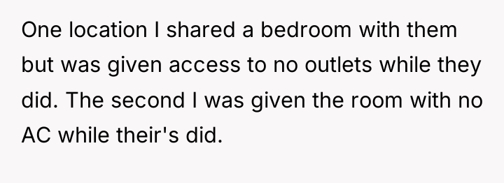 One location I shared a bedroom with them but was...