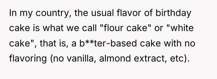 In my country, the usual flavor of birthday cake is...