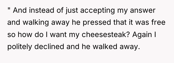 " And instead of just accepting my answer and walking...