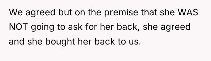 We agreed but on the premise that she WAS NOT...