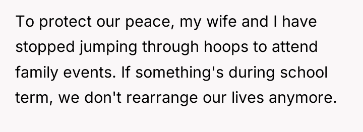 To protect our peace, my wife and I have stopped...