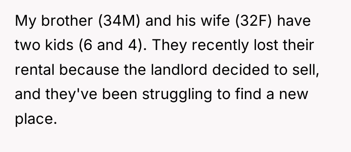 My brother (34M) and his wife (32F) have two kids...
