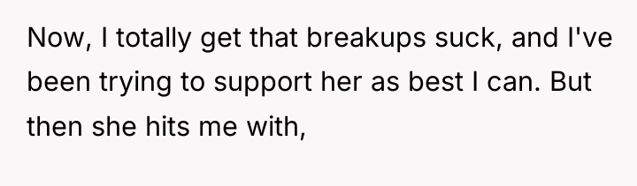 Now, I totally get that breakups suck, and I've been...