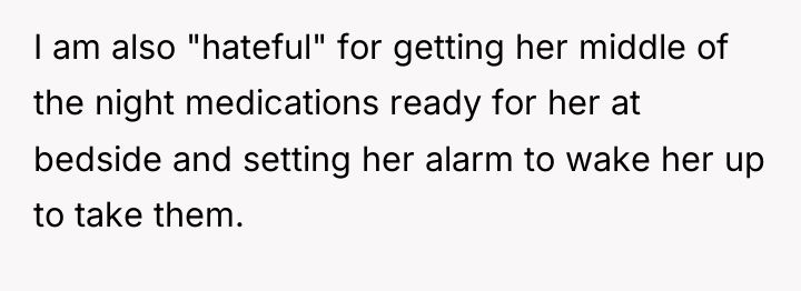 I am also "hateful" for getting her middle of the...