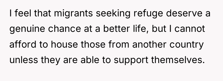 I feel that migrants seeking refuge deserve a genuine chance...