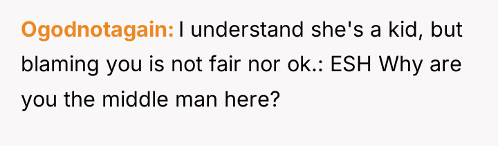 Ogodnotagain I understand she's a kid, but blaming you is...