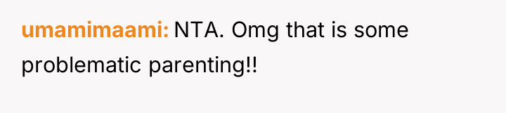 umamimaami NTA. Omg that is some problematic parenting!!