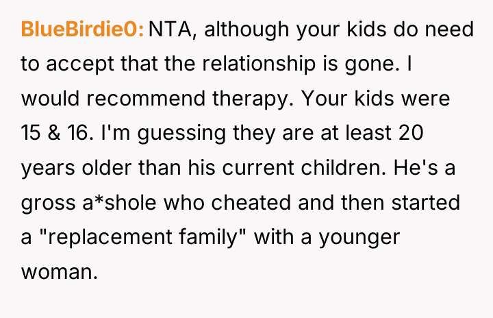 BlueBirdie0 NTA, although your kids do need to accept that...