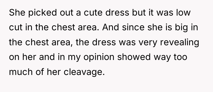 She picked out a cute dress but it was low...