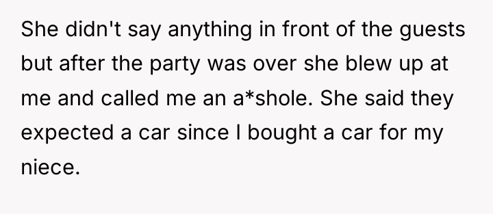 She didn't say anything in front of the guests but...